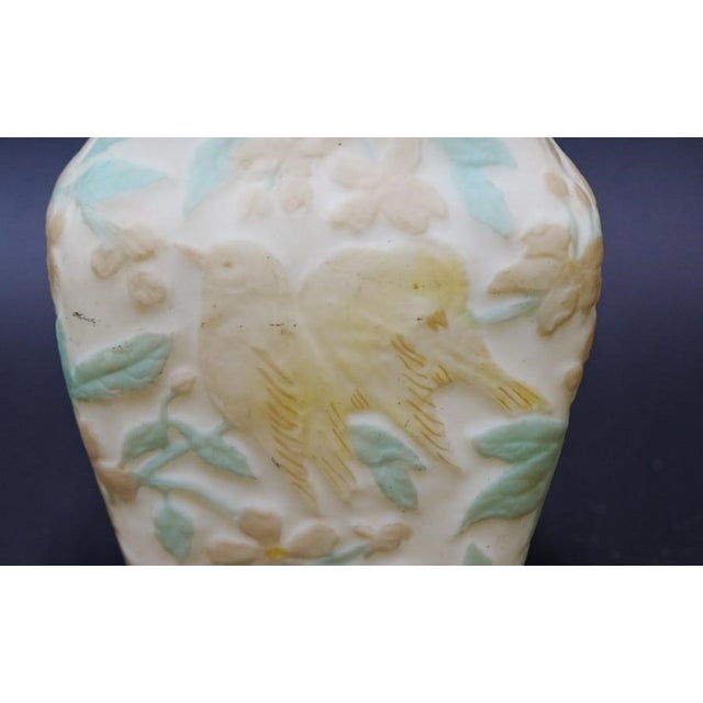 Consolidated Phoenix Glass Pink Lovebirds on Cream Background Vase Mid Century For Sale In Columbus, GA - Image 6 of 6