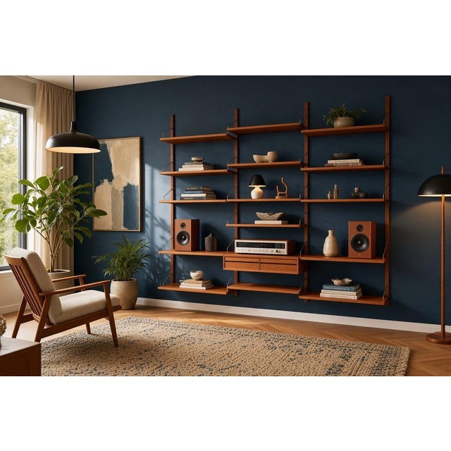 Large Wall-Mounted Shelving System in Teak by Poul Cadovius for Cado, 1960s For Sale - Image 17 of 18