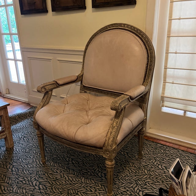 French Louis XVI Style Armchair For Sale - Image 3 of 12