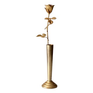 Mid-Century Brass Rose Bud Vase Figurine For Sale