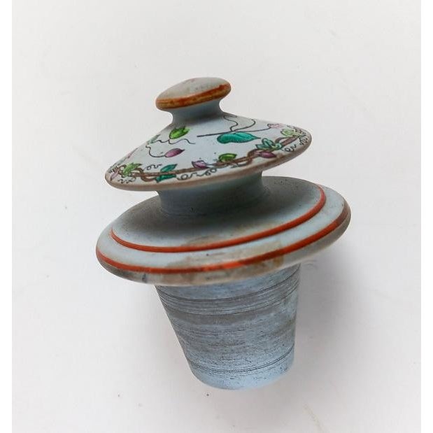 Ceramic Antique Copeland Blue Porcelain Enameled Passion Flower Decanter For Sale - Image 7 of 10