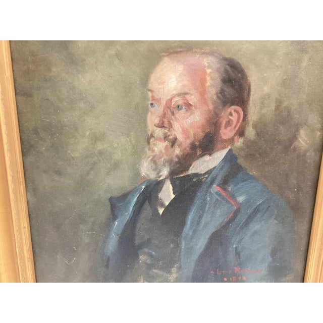 Realism Lois Rohmer Portrait of a Man Oil on Canvas Signed Dated 1894 For Sale - Image 3 of 8