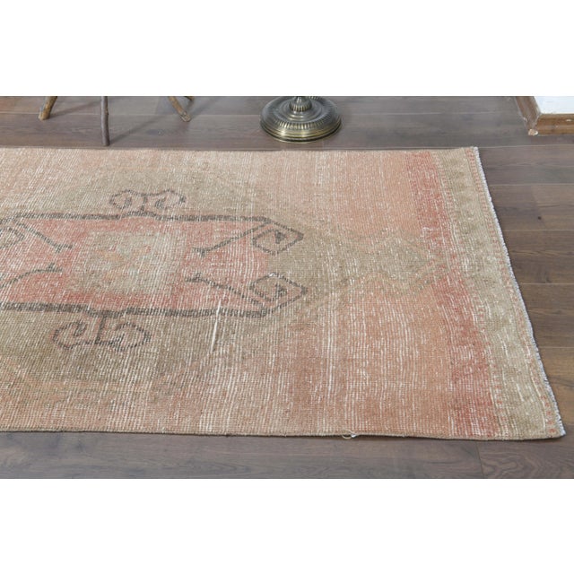 1970s Turkish Oushak Handmade Wool Cotton Orange Runner Rug For Sale - Image 9 of 11