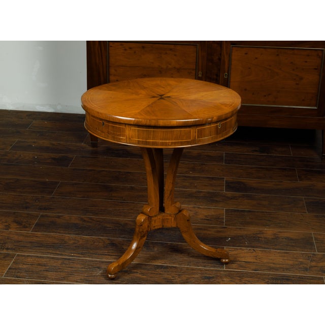 Austrian Biedermeier Period 19th Century Walnut Guéridon with Four Drawers For Sale In Atlanta - Image 6 of 8