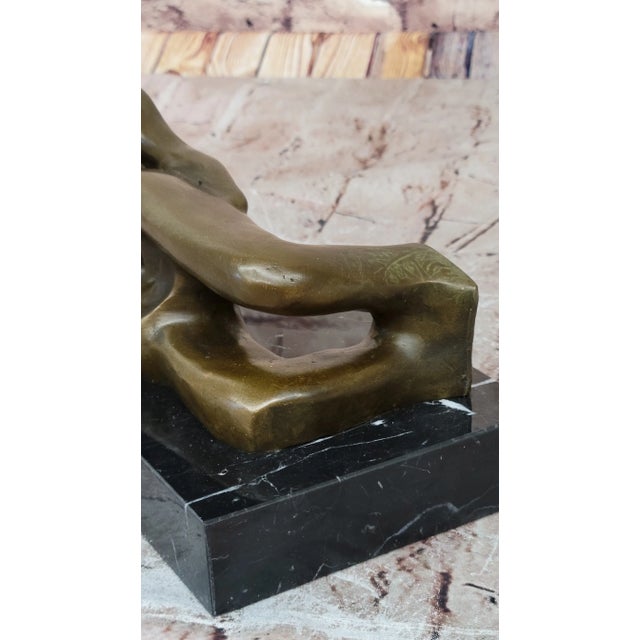 Metal Reclining Woman by Henry Moore Abstract Modernist Figural Bronze Sculpture Statue For Sale - Image 7 of 10