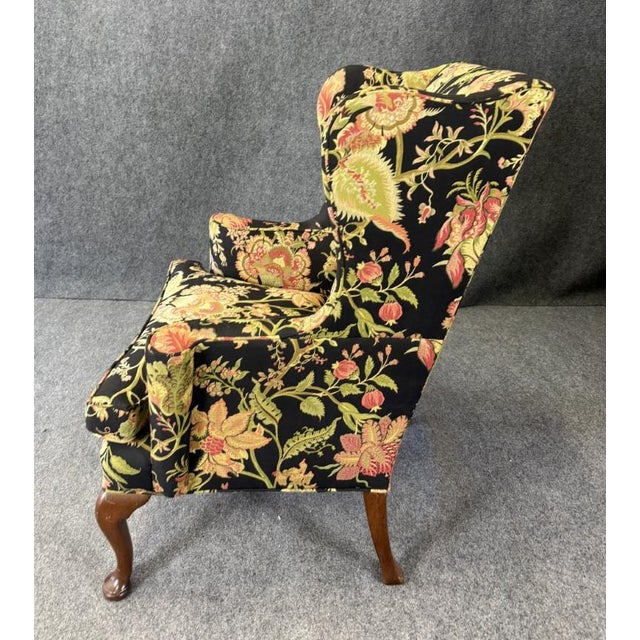 Vintage Queen Anne Upholstered Wingback Chair For Sale In Raleigh - Image 6 of 15