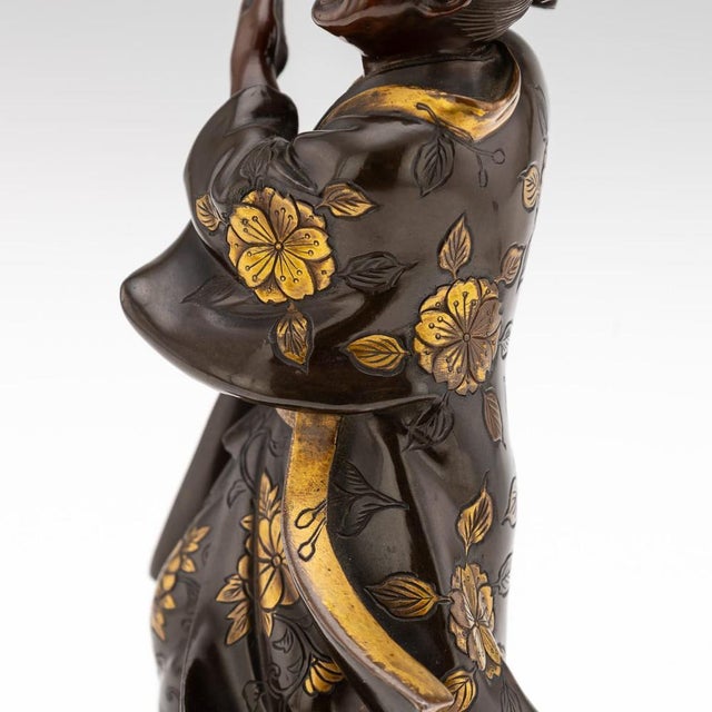 Antique Japanese Gilt Bronze Kawaraban Figurine from Miyao Eisuke Company, 19th Century For Sale - Image 14 of 18