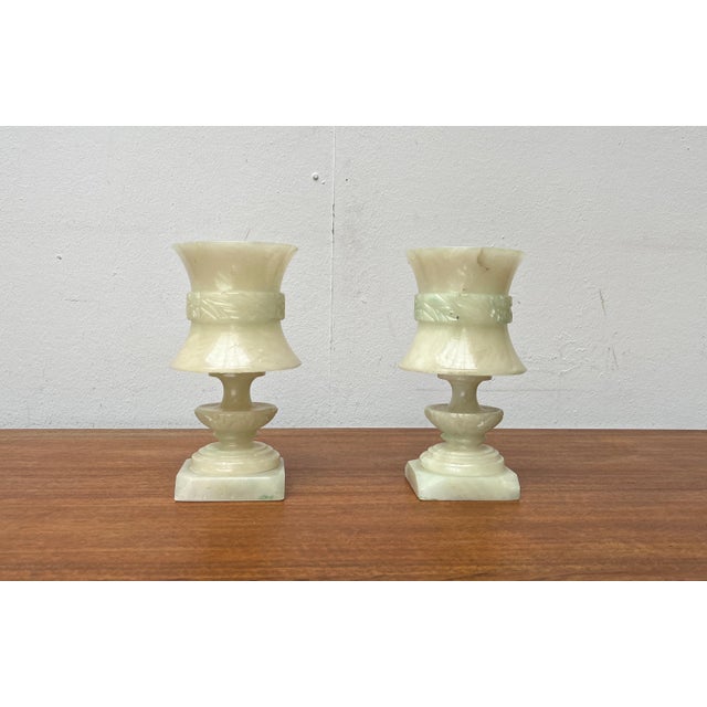 Vintage French Hollywood Regency Style Alabaster Table Lamps, Set of 2 For Sale - Image 9 of 18