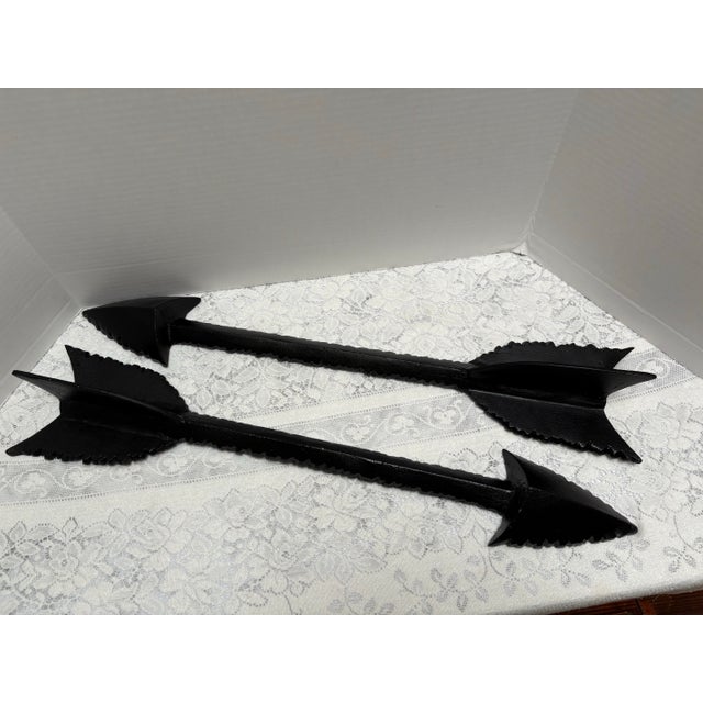 Large Rugged Black Metal Arrow Wall Decor-Set of Two For Sale - Image 10 of 10