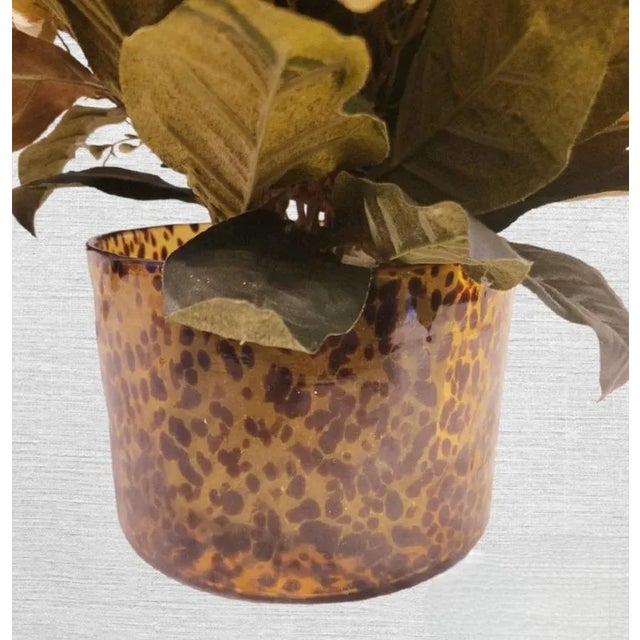 Hollywood Regency Huge Glass Tortoiseshell Round Extra Large Vase Vessel Bowl For Sale - Image 3 of 8