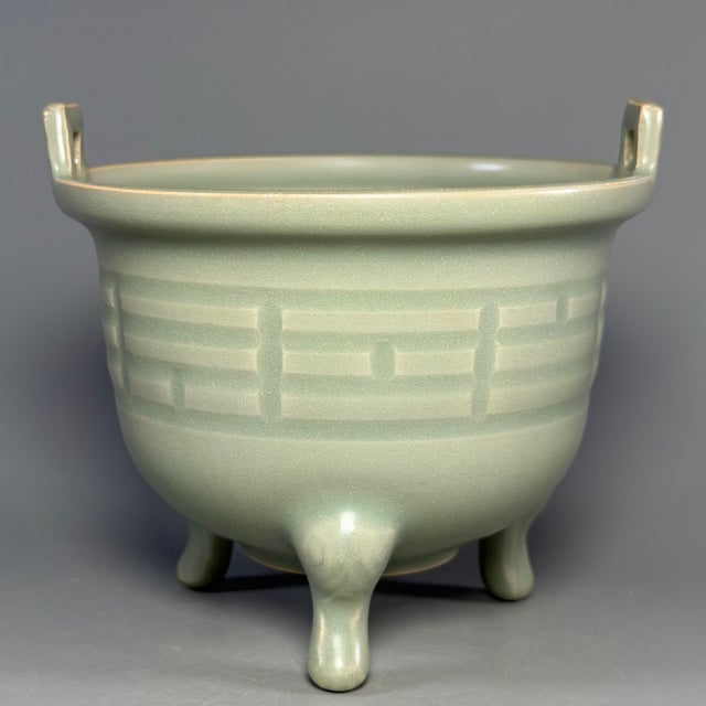 Ancient Chinese Longquan Celadon Tripod Censer | One of a Kind For Sale - Image 6 of 8