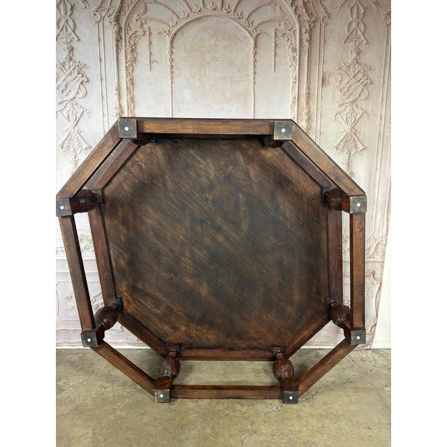 Oxblood Red Monumental Octagonal Baroque Coffee Table With Parquetry Top For Sale - Image 8 of 15