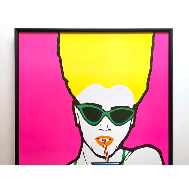 This Fiorucci very rare vintage 1976 Post Modern New Wave Italian fashion custom framed collector's lithograph print large...