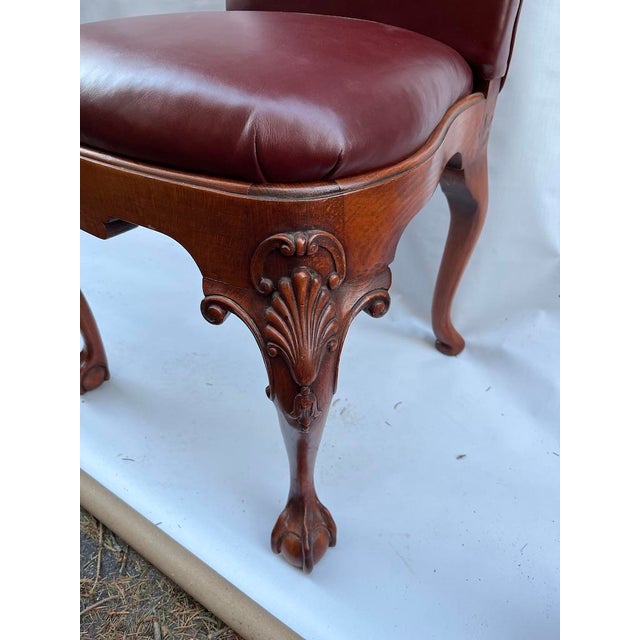 Maroon Carved Wood Side Chair For Sale - Image 8 of 11