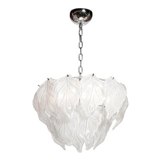 Mid-Century Hand-Blown Leaf Form Mottled Murano Glass Chandelier by Mazzega For Sale