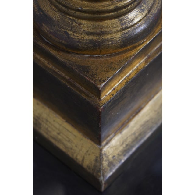 Pair of Vintage French Empire Gold Leaf on Wood Column Lamps For Sale In Philadelphia - Image 6 of 11