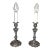 Pair Early 20th Century Silver Pewter Candlestick Lamps For Sale