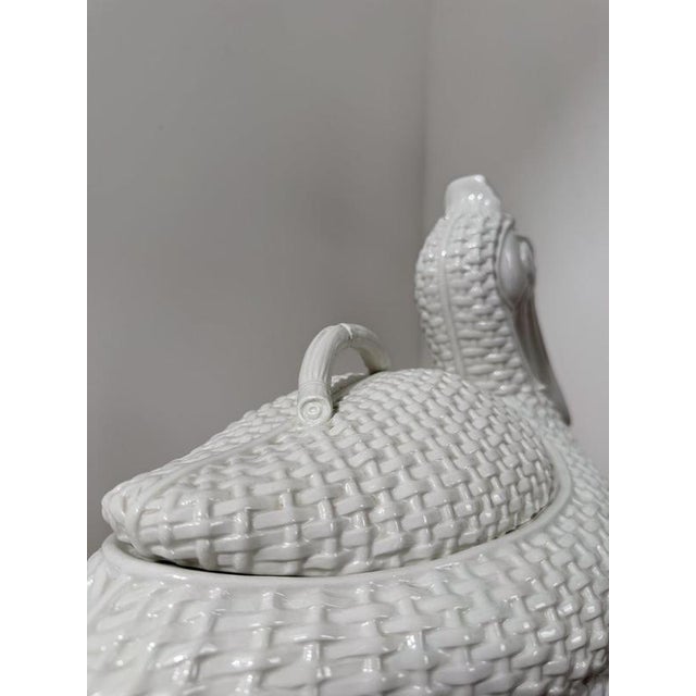 1970s Vintage Italian Handcrafted White Glazed Ceramic Pelican Tureen, 1970s For Sale - Image 5 of 18