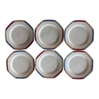 Set of 6 Christopher Stuart "Diamond Optic" Dinner Plates For Sale