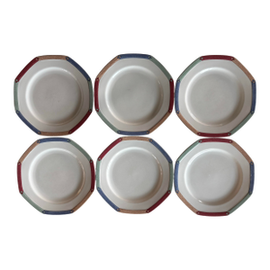 Set of 6 Christopher Stuart "Diamond Optic" Dinner Plates