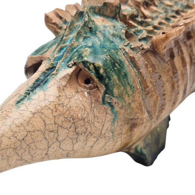 California Brutalist Studio Pottery Echidna Sculpture 14.5" Majolica Ceramic For Sale - Image 13 of 15