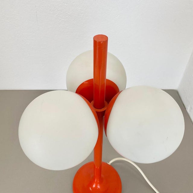 Modernist Orange Sputnik Table Lamp from Kaiser Leuchten, Germany, 1970s For Sale - Image 6 of 18