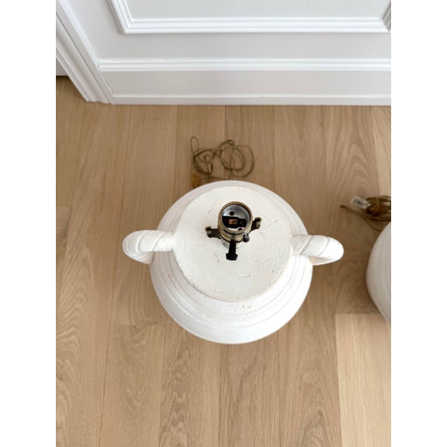 Sculpture Materials Rare Signed Sculptural, Hand-Made Danish Plaster Amphora Table Lamps by S + Mind, 1987, a Pair For Sale - Image 7 of 10