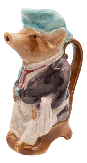 Antique French Barbotine Pig Pitcher from Onnaing, 1900s