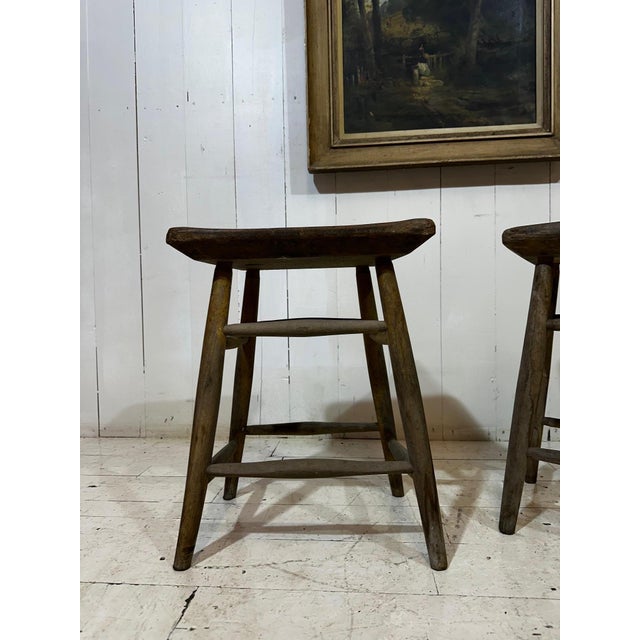 Victorian Pitch Pine Four-Leg Artist’s Stool – Studio Provenance, Yorkshire, England, circa 1880 A beautifully authentic...