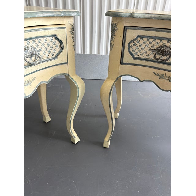 La Barge Hand Painted Blue and White French Console Tables or Entry Way Tables For Sale In New York - Image 6 of 12