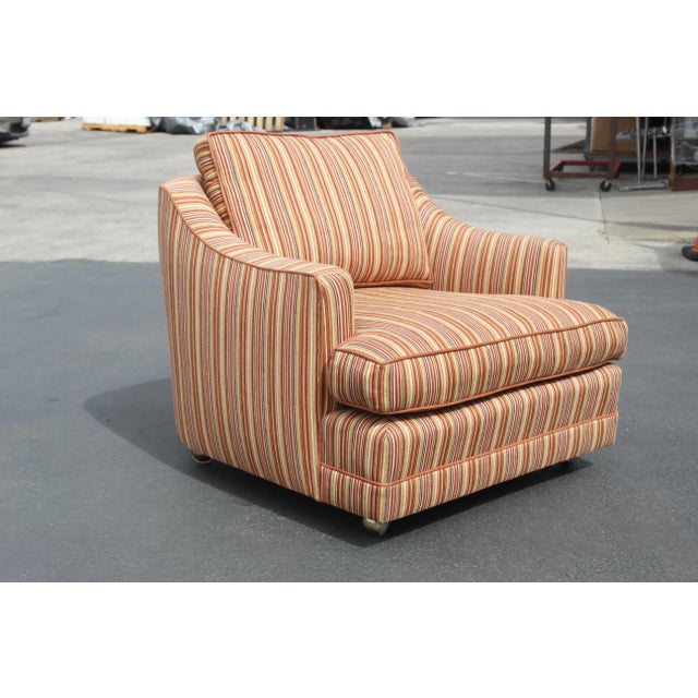 1970s Style Striped Club Chairs - a Pair For Sale In San Diego - Image 6 of 12