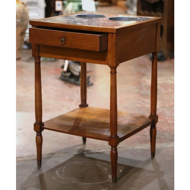 19th Century French Louis Philippe Walnut Rafraîchissoir With Marble Top For Sale In Dallas - Image 6 of 11