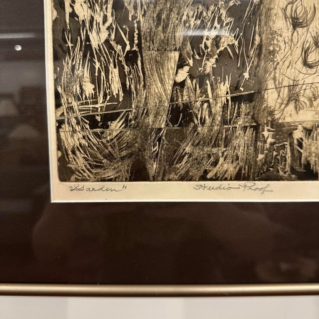 1960s 1961 Abstract Studio Proof “Garden” by H Norman Schnepf Block Print For Sale - Image 5 of 12