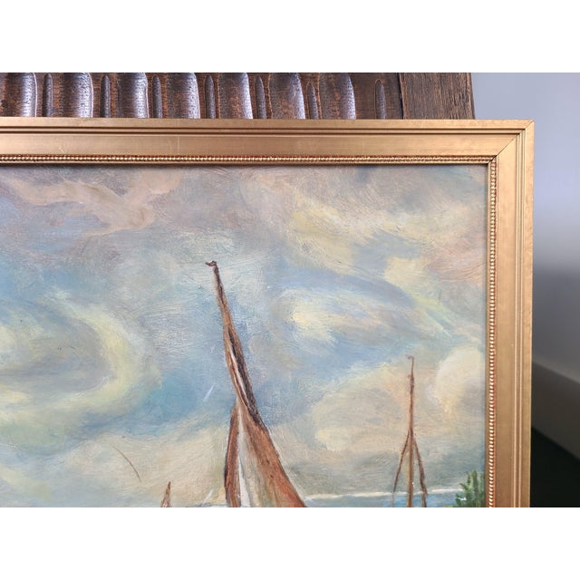 Vintage 1940s Impressionist Sailboat Oil Painting For Sale - Image 13 of 17
