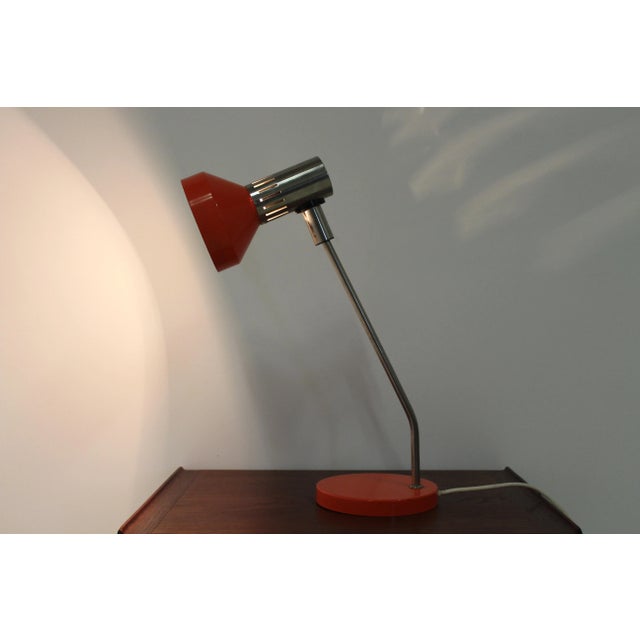 Metal Mid-Century Orange Table Lamp, Germany, 1970s For Sale - Image 7 of 11