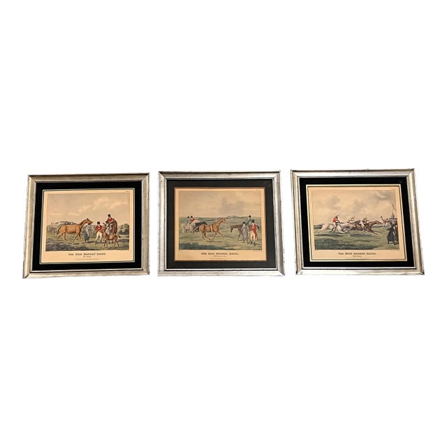 Early 19th Century Henry Alken “The High Mettled Racer” Equestrian Prints, Set of 3 For Sale