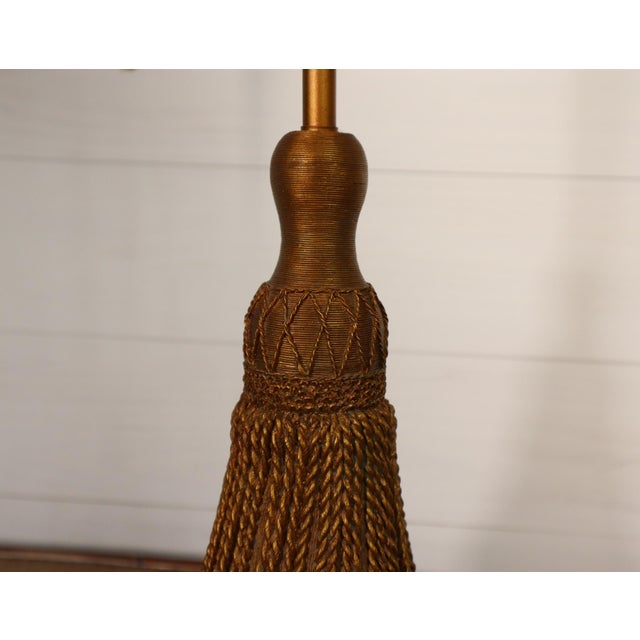 Dorothy Draper Vintage Dorothy Draper Style Gold Tassel Table Lamp 70's Hollywood Regency Traditional Glam Neoclassical For Sale - Image 4 of 10