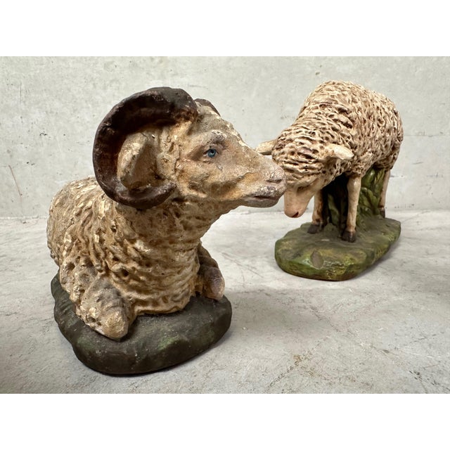 Antique Hand-Painted Sheep Models, 1890s, Set of 5 For Sale - Image 3 of 10