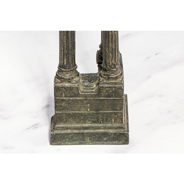 Gray Nice Heavy Cast Metal Temple of Vespasian and Titus Rome Grand Tour Model Home Decor Architectural Sculpture Columns Statue For Sale - Image 8 of 17