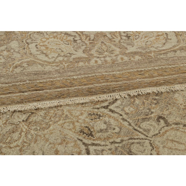Textile Rug & Kilim’s Modern Classics Rug in Beige-Brown and Gold Floral Patterns For Sale - Image 7 of 7