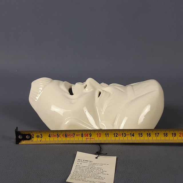 Japanese Ceramic Daikoku Okame Masks, 1980s, Set of 2 For Sale - Image 9 of 11