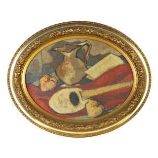 Unknown, Oval Still Life, Oil on Canvas, Mid-20th Century, Framed For Sale