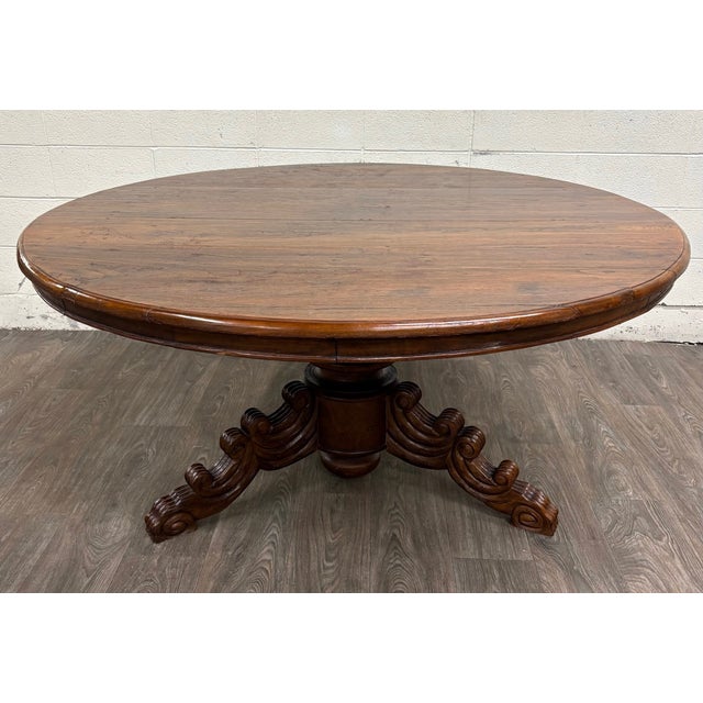 Victorian Antique French Renaissance Revival Victorian Renaissance Solid Oak Dining Table For Sale - Image 3 of 18