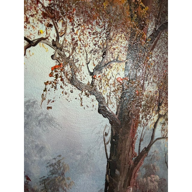 Blue Vintage 1960s Framed, Signed Oil on Canvas Landscape Painting For Sale - Image 8 of 11