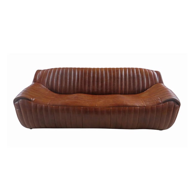 Matthew Izzo Home Nautique Leather Sofa For Sale - Image 4 of 4