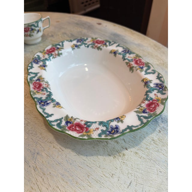 Queen Anne 1990s Royal Doulton Flora Dora Green China - Set of 36 For Sale - Image 3 of 11