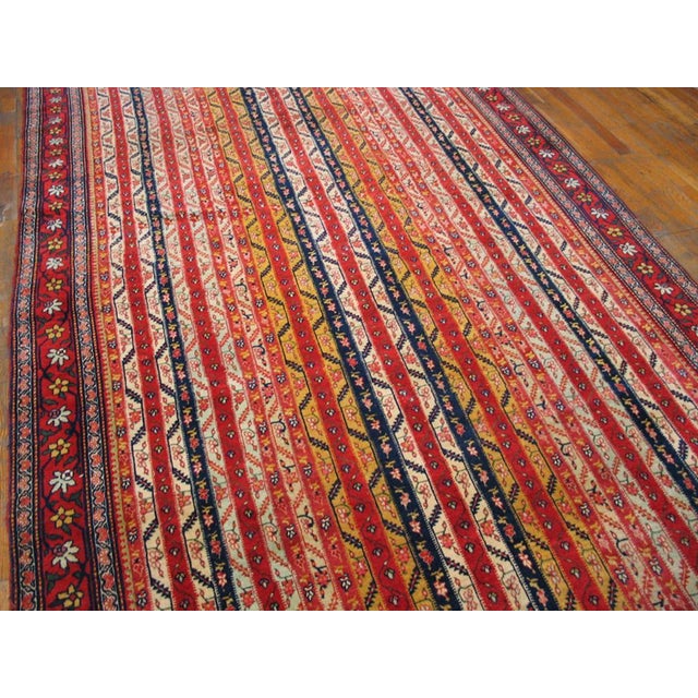 Persian 1880s Multicolor Stripe Antique W. Persian Bijar Rug 5'10" X 13' Handknotted Wool Carpet For Sale - Image 3 of 6