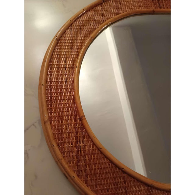 Wood Mirror with Bamboo Frame For Sale - Image 7 of 10