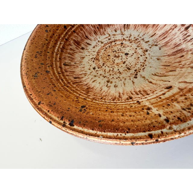 1980s Thomas Reece Organic Speckled Studio Pottery Sculptural Plate For Sale In Miami - Image 6 of 12