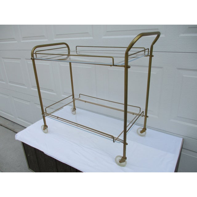 Mid-Century Modern Bronze Colored Bar Cart or Server For Sale - Image 6 of 12